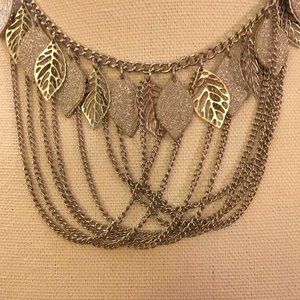 Necklace Vintage Retro Silver Chain Choker Leaves